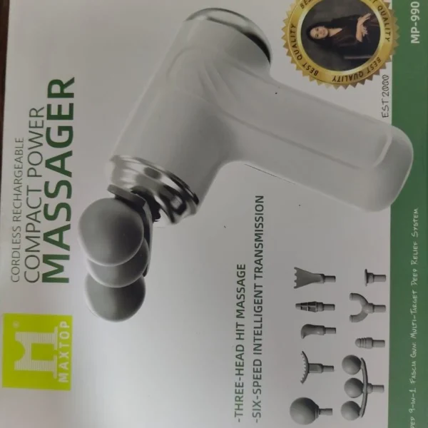 MAXTOP Cordless Muscle Massage Gun (MP 990) | Triple Head & 6 Smart Speeds